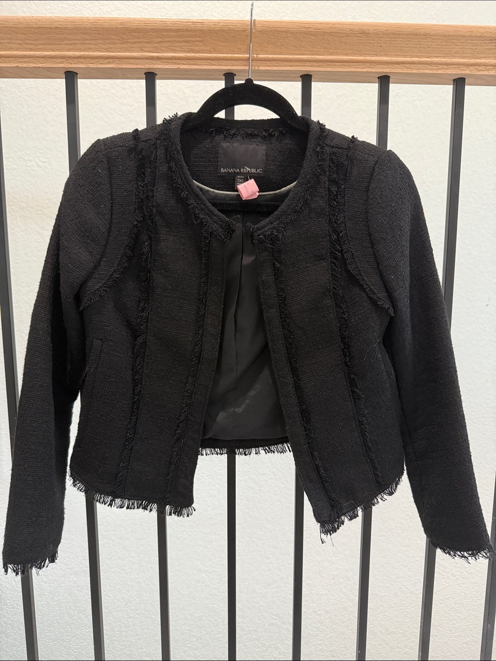 Banana Republic Black Frayed Tweed Blazer Jacket
